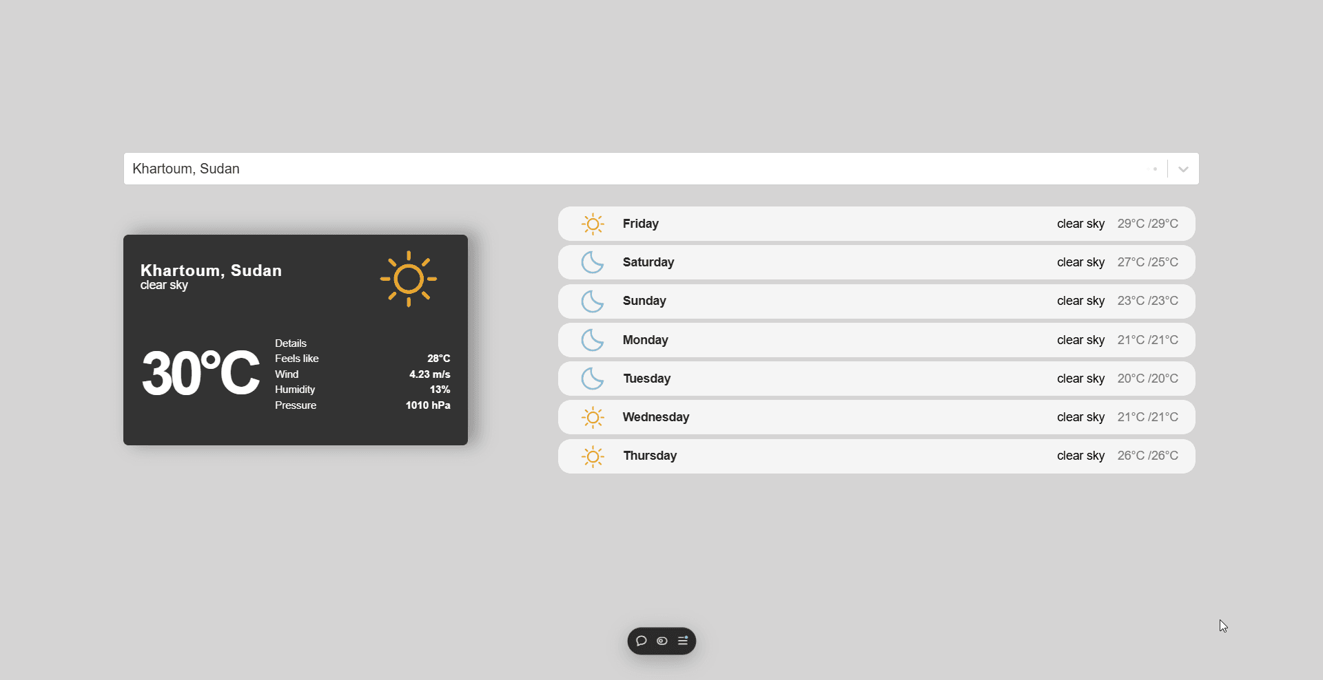 Weather app preview
